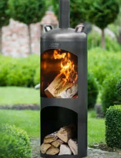 Cook King Chauffage D’Extérieur | - Cheminée d'extérieur cylindrique en acier faro 40x40x132 cm