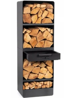 Cook King - Grand porte bûches vento en acier noir h.120cm Discount