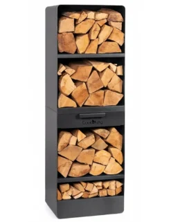 Cook King - Grand porte bûches vento en acier noir h.120cm Discount