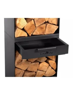 Cook King - Grand porte bûches vento en acier noir h.120cm Discount