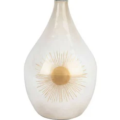 Cote Table - Vase fer soleil blanc nacre 25x43cm Discount