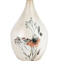 Cote Table Vases Et Coupes | - Vase floral blanc nacré fer 25x42cm