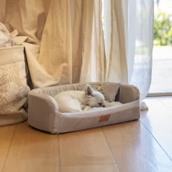 NA Paniers, Transports Et Chatières | Couchage rembourré lit pour chiens et chats harris 50 lavable, avec coussin, tweed et velours, beige