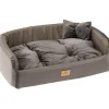 NA Paniers, Transports Et Chatières | Couchage rembourré lit pour chiens harris 80, lavable, avec coussin, tweed et velours, marron