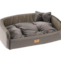 NA Paniers, Transports Et Chatières | Couchage rembourré lit pour chiens harris 80, lavable, avec coussin, tweed et velours, marron