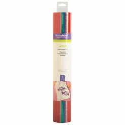 Cricut - 6 feuilles de flex thermocollant rouge, blanc, doré, violet, bleu, vert, rose pailleté 30,5 x 30,5 cm - Sale