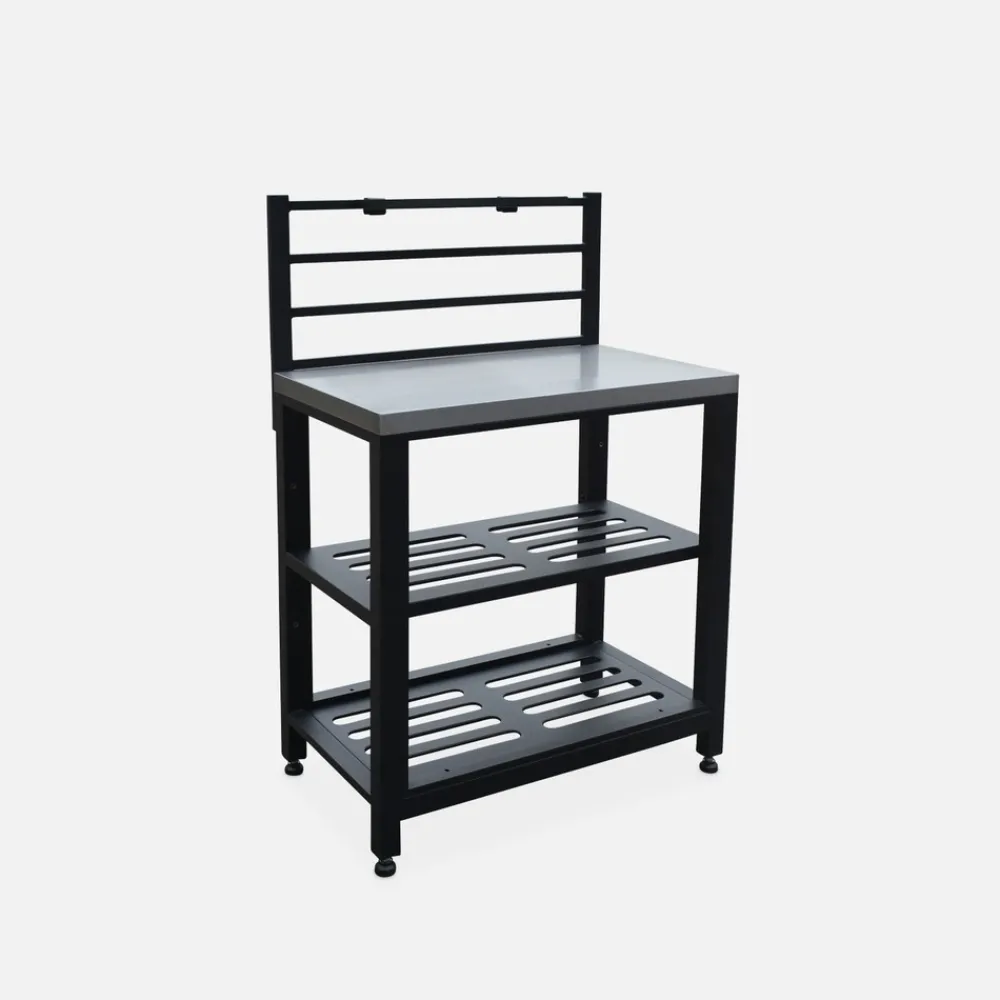 NA Cuisine extérieure en acier l80cm avec 2 étagères de rangement Discount