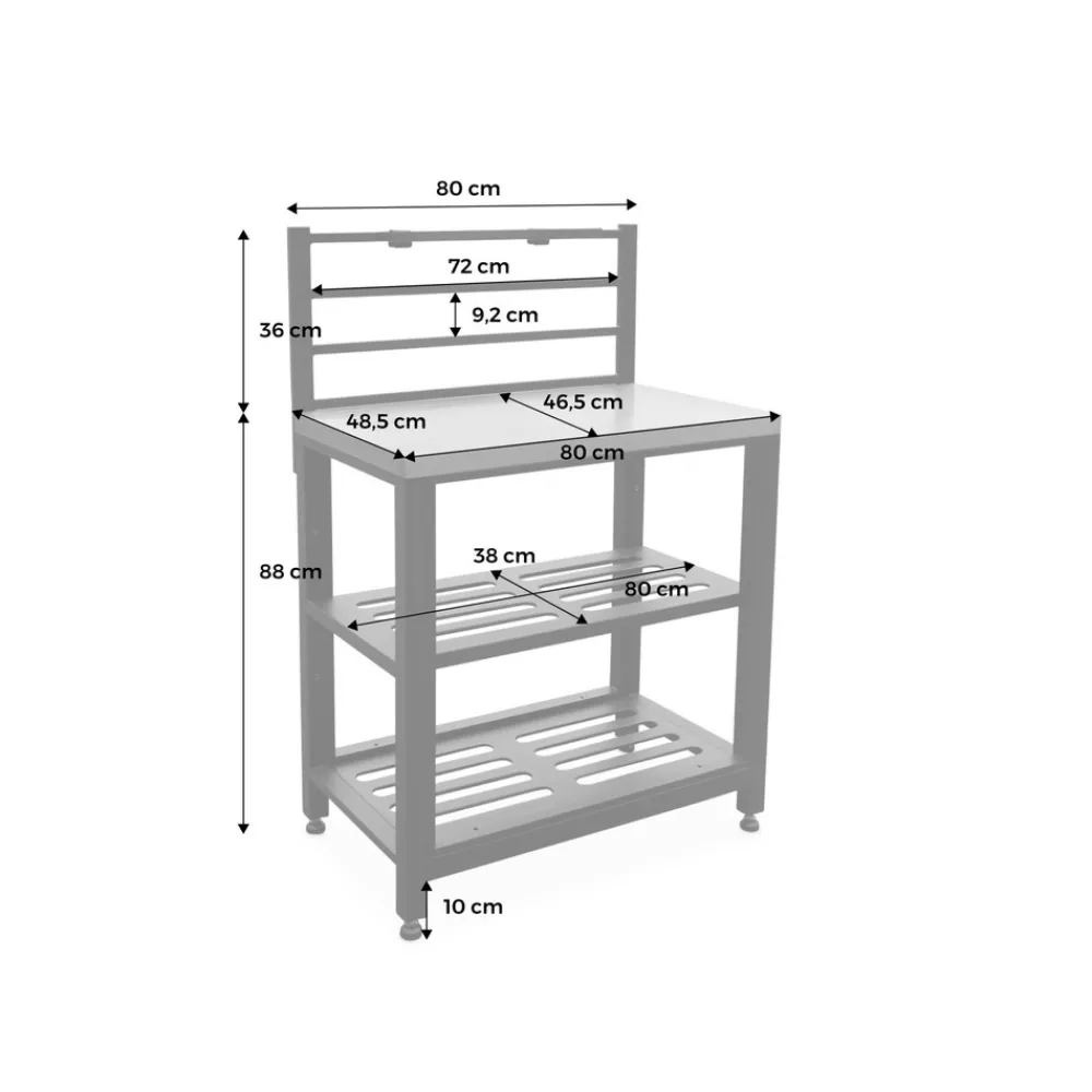 NA Cuisine extérieure en acier l80cm avec 2 étagères de rangement Discount