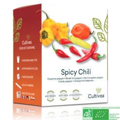 Cultivea Épicerie Gourmande | - Kit Prêt à Pousser Piment - Piment de Cayenne, Piment fort barak, Piment Hungarian, Piment Bonbon, Habanero Orange - DIY