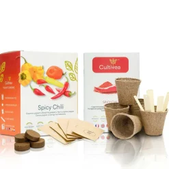 Cultivea Épicerie Gourmande | - Kit Prêt à Pousser Piment - Piment de Cayenne, Piment fort barak, Piment Hungarian, Piment Bonbon, Habanero Orange - DIY