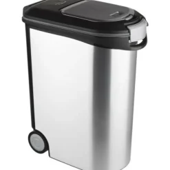Curver Gamelles Et Autres Accessoires | - Conteneur a croquettes pour chien 20 kg - 54l - aspect métal