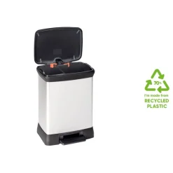Curver Cache-Pots Et Bacs D'Intérieur | - Poubelle duo à pédale deco 10l+18l argenté