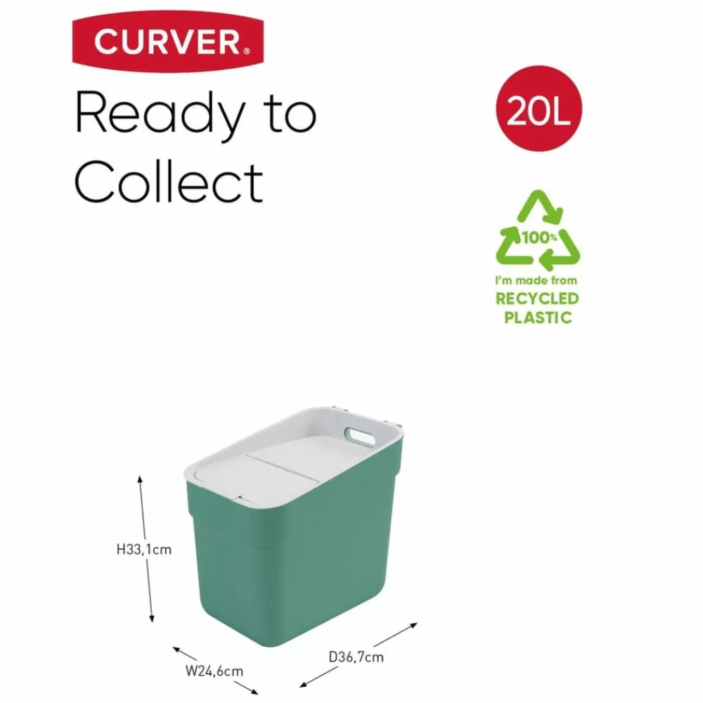 Curver - Poubelle ready to collect 20 l vert menthe Hot