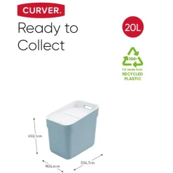 Curver Cache-Pots Et Bacs D'Intérieur | - Poubelle ready to collect 20 l bleu clair