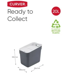 Curver Cache-Pots Et Bacs D'Intérieur | - Poubelle ready to collect 20 l gris foncé