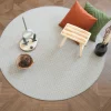 Décoweb DÉCOWEB - Tapis rond intérieur / extérieur - timika blanc craie - galon gris - ø 120 cm Clearance