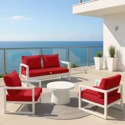 Deco Arts - Coussins pour salon de jardin déhoussable 50x60cm rouge Outlet