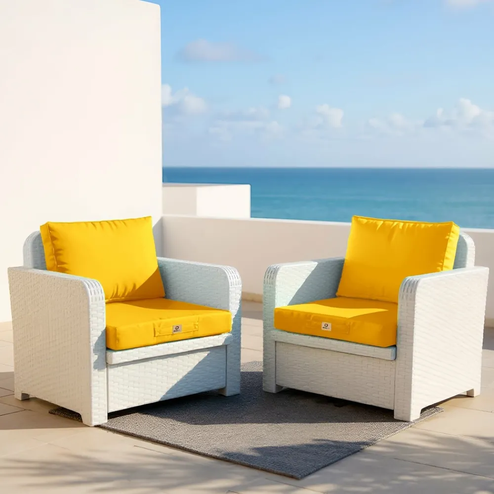 Deco Arts - Coussins pour salon de jardin déhoussable 50x60cm jaune Clearance