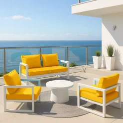Deco Arts - Coussins pour salon de jardin déhoussable 50x60cm jaune Clearance