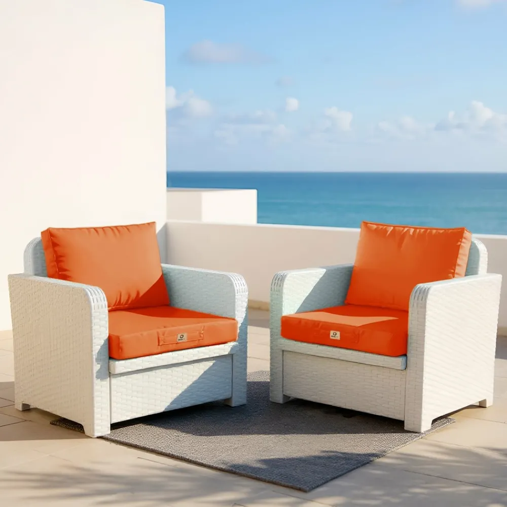 Deco Arts - Coussins pour salon de jardin déhoussable 50x60cm orange Outlet