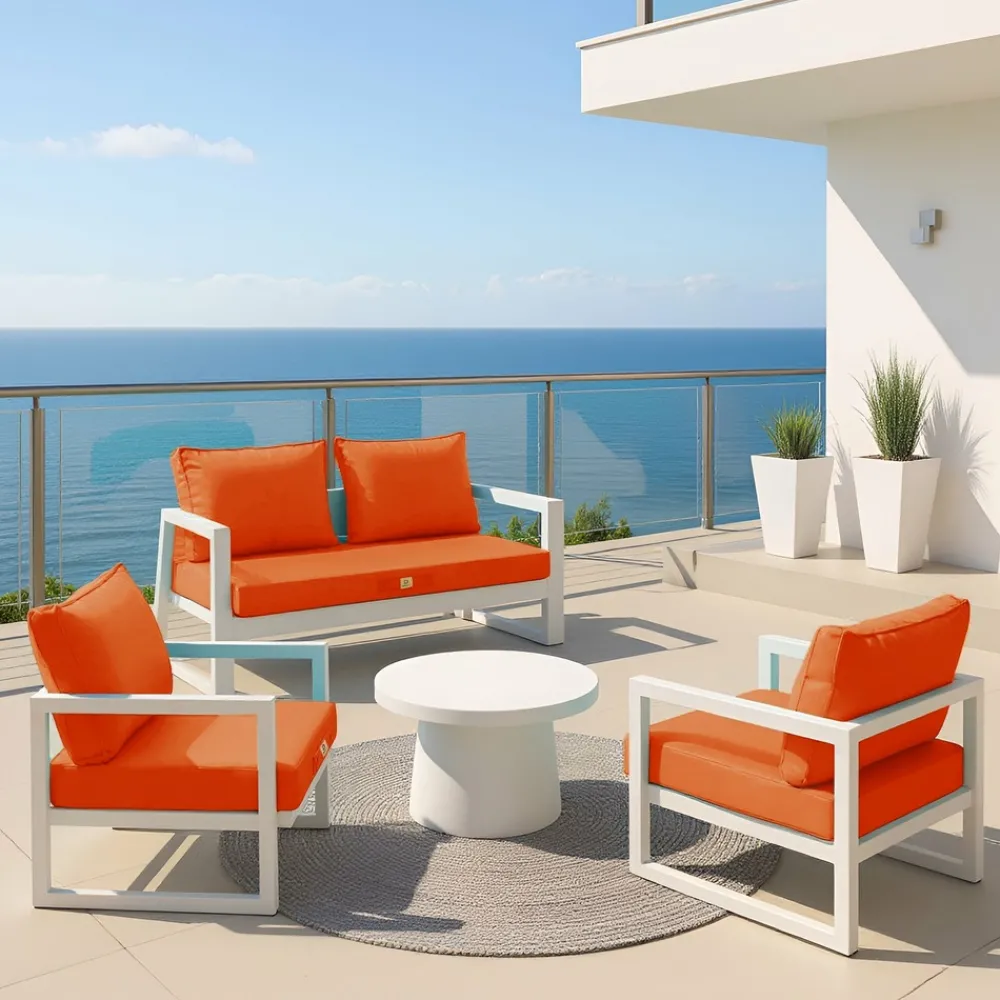 Deco Arts - Coussins pour salon de jardin déhoussable 50x60cm orange Outlet