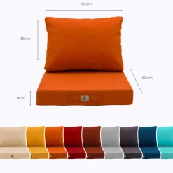 Deco Arts - Coussins pour salon de jardin déhoussable 50x60cm orange Outlet