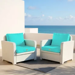 Deco Arts - Coussins pour salon de jardin déhoussable 60x70cm bleu caraïbes Outlet