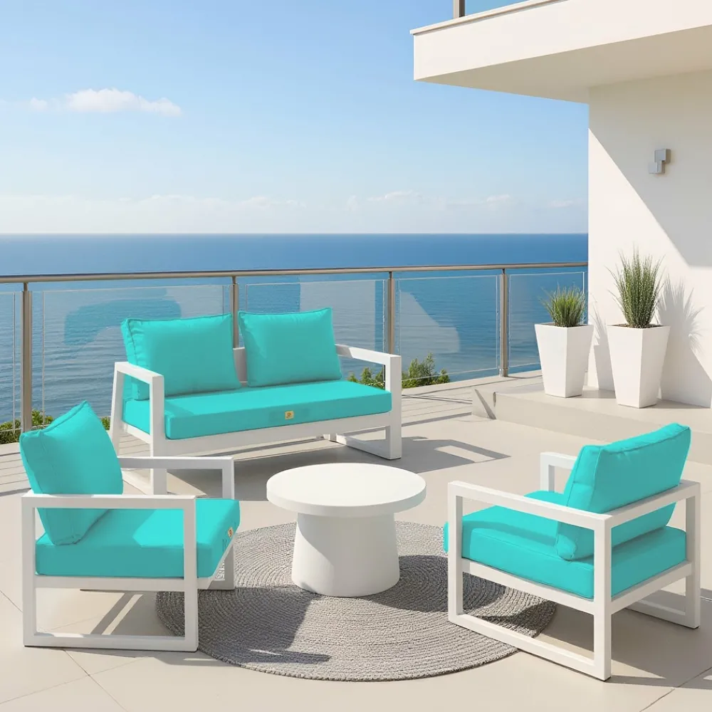 Deco Arts - Coussins pour salon de jardin déhoussable 60x70cm bleu caraïbes Outlet
