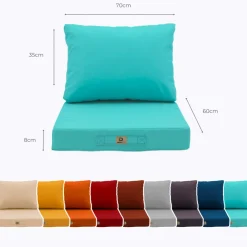 Deco Arts - Coussins pour salon de jardin déhoussable 60x70cm bleu caraïbes Outlet
