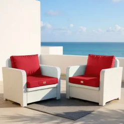 Deco Arts - Coussins pour salon de jardin déhoussable 60x70cm rouge Discount