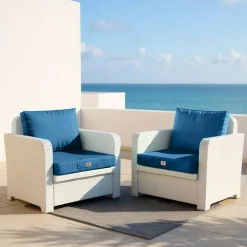Deco Arts Coussins Extérieurs Et Accessoires | - Coussins pour salon de jardin déhoussable 50x60cm bleu pétrole