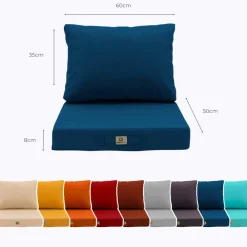 Deco Arts Coussins Extérieurs Et Accessoires | - Coussins pour salon de jardin déhoussable 50x60cm bleu pétrole