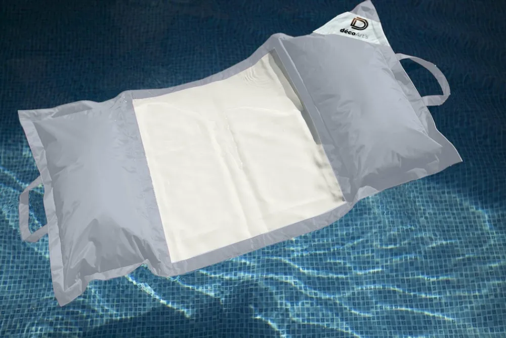 Deco Arts Piscines Et Spas | - Pouf piscine en polyester 170x90 cm gris galet