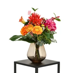 Design Plants - Bouquet artificiel lié à la main liva madrid – orange/rouge Best