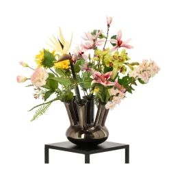 Design Plants - Bouquet d'art artisanal magnolia budapest - rose/jaune - avec un vase Outlet