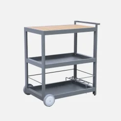 NA Desserte extérieure 84 cm en aluminium avec roues et poignée albi. Aluminium et polywood. Anthracite. L 84 x p 56 x h 96 cm Sale