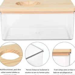 Downypaws - Bain salle - transparente, grande entrée, sable pour toilette New