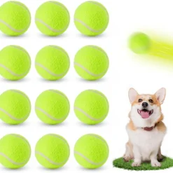 Downypaws - Balle jouet pour chien tennis(12 pièces), en caoutchouc et feutre de haute qualité, compatible lanceur 6 cm Outlet