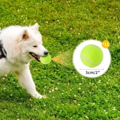 Downypaws - Balle jouet pour chien tennis(12 pièces), en caoutchouc et feutre de haute qualité, compatible lanceur 6 cm Outlet