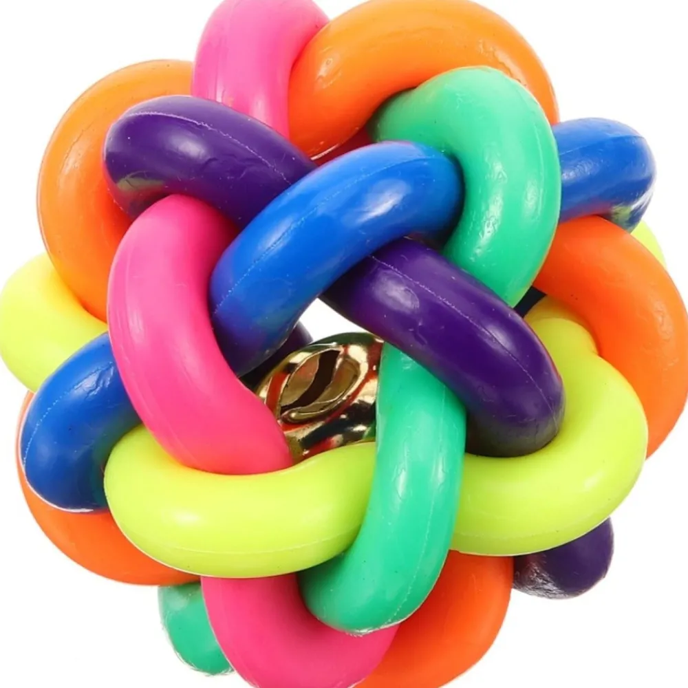 Downypaws - Balle jouet pour chat-avec cloche-lot de trois boules cloches arc-en-ciel de 6 cm Discount