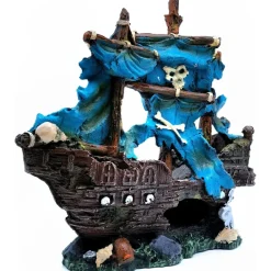 Downypaws - Bateau pirate décoratif pour aquarium New
