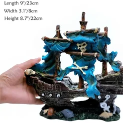 Downypaws - Bateau pirate décoratif pour aquarium New