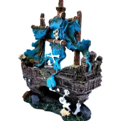 Downypaws - Bateau pirate décoratif pour aquarium New