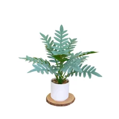 Downypaws - Bouquet de plantes artificielles + pot de fleurs en feuilles de chrysanthème vert clair Online