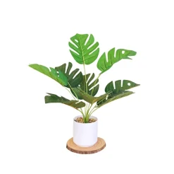 Downypaws Fleurs Et Plantes Artificielles | - Bouquet de plantes artificielles + pot de fleurs monstera à hautes branches