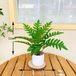 Downypaws - Bouquet de plantes artificielles + pot de fleurs en feuilles de chrysanthème vert Outlet