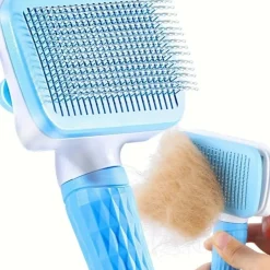 Downypaws Hygiène Et Soins | - Brosse autonettoyante en silicone bleu, épilation en une seule touche pour chats et chiens