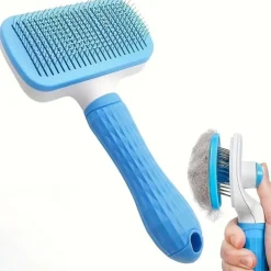 Downypaws Hygiène Et Soins | - Brosse autonettoyante en silicone bleu, épilation en une seule touche pour chats et chiens