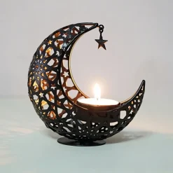 Downypaws - Candélabre - porte - arôme en forme de lune en métal creusé (11*11*5.4 cm) Sale