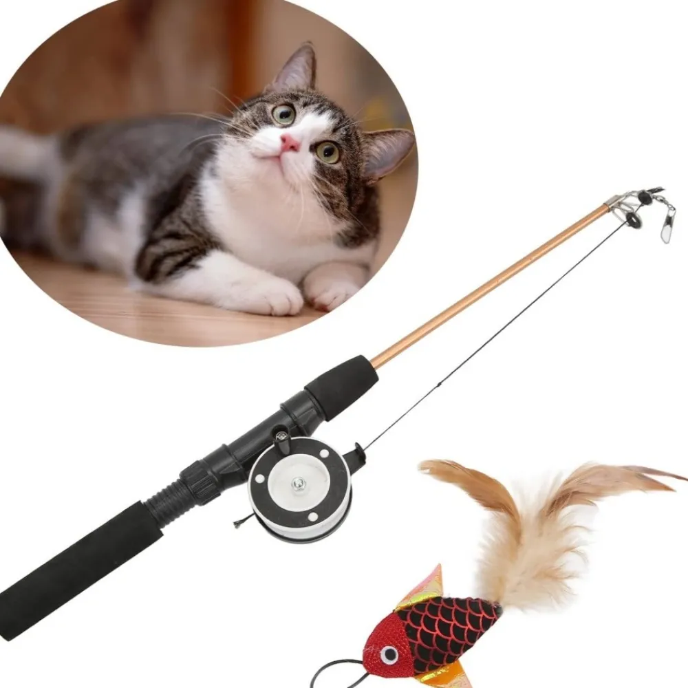 Downypaws - Canne à taquiner le chat-queue de cheveux-canne à pêche rétractable-jouets interactifs Discount